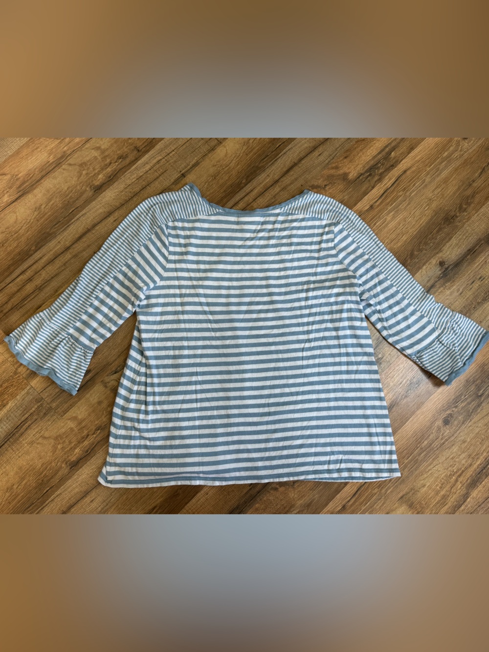 Preppy Nautical Grandmacore J Jill Bell Sleeve Everyday Basic Knit Top Size LP - Picture 6 of 6